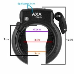 Antivol De Cadre Axa Defender Avec Chaîne Et Sacoche -Promos Accessoires guidon Magasin antivol de cadre axa defender avec chaine et sacoche full 6