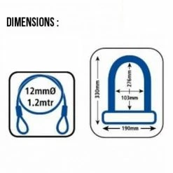 Antivol Vélo Combiné U Et Cable à Clefs - Oxford -Promos Accessoires guidon Magasin antivol velo combine u et cable a clefs oxford full 3