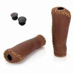 VELO Poignées Vélo Ergonomiques Imitation Cuir Marron -Promos Accessoires guidon Magasin poignees velo ergonomiques imitation cuir marron full 3